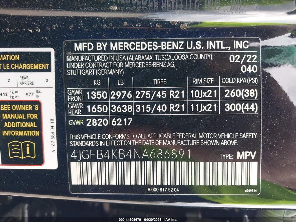 4JGFB4KB4NA686891 2022 MERCEDES-BENZ GLE 350 photo no. 9