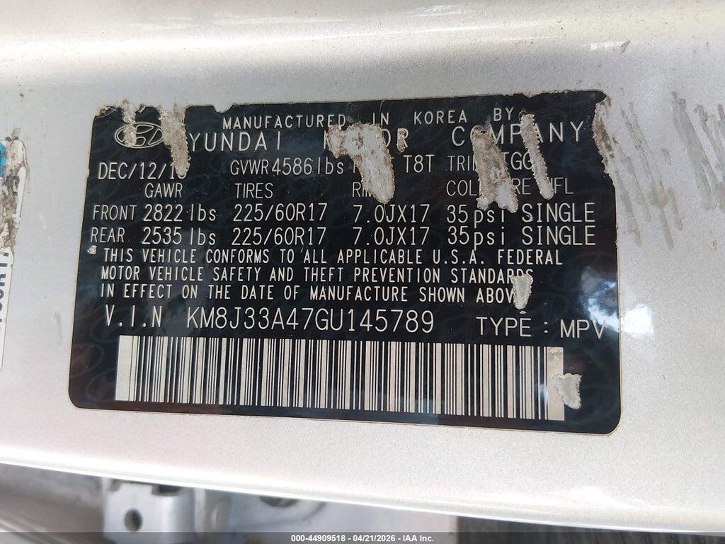 KM8J33A47GU145789 2016 HYUNDAI TUCSON photo no. 9