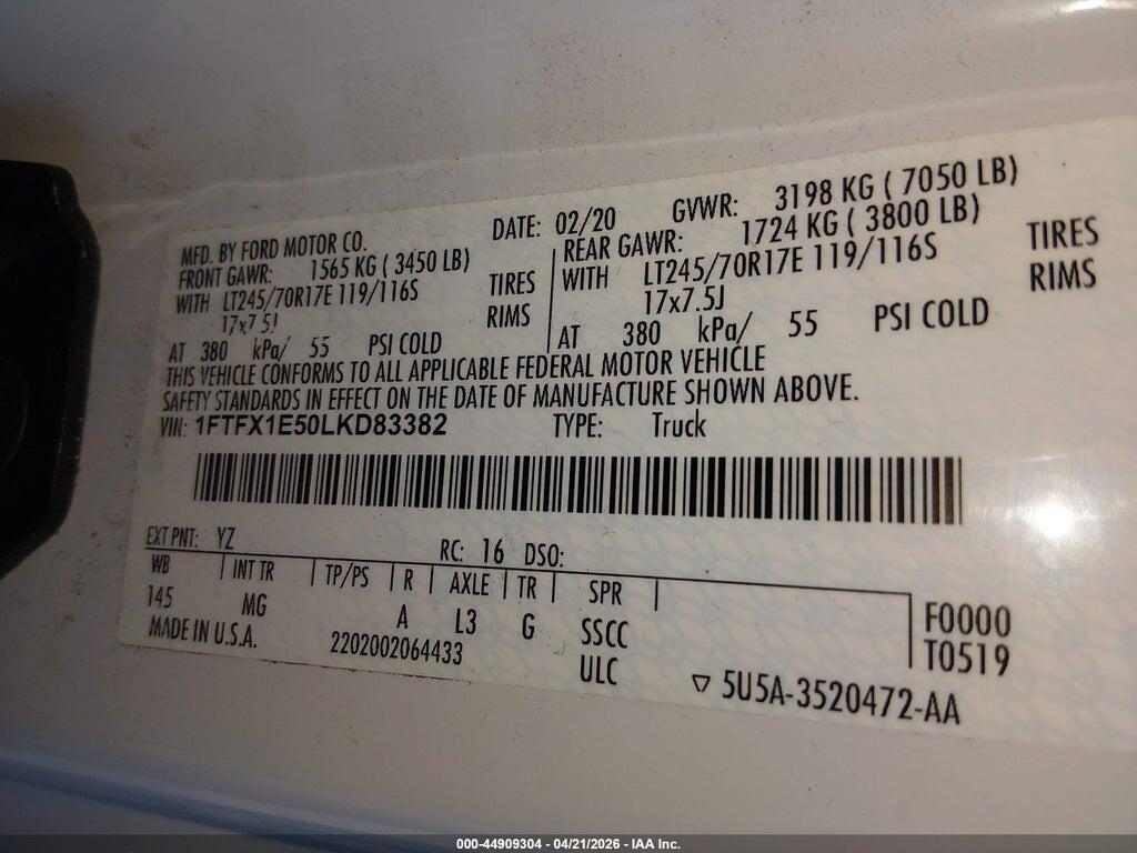 1FTFX1E50LKD83382 2020 FORD F-150 photo no. 9