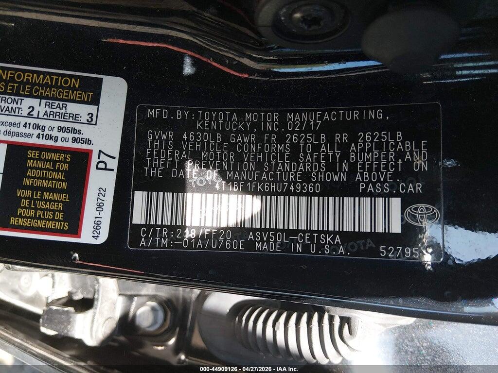 4T1BF1FK6HU749360 2017 TOYOTA CAMRY photo no. 9
