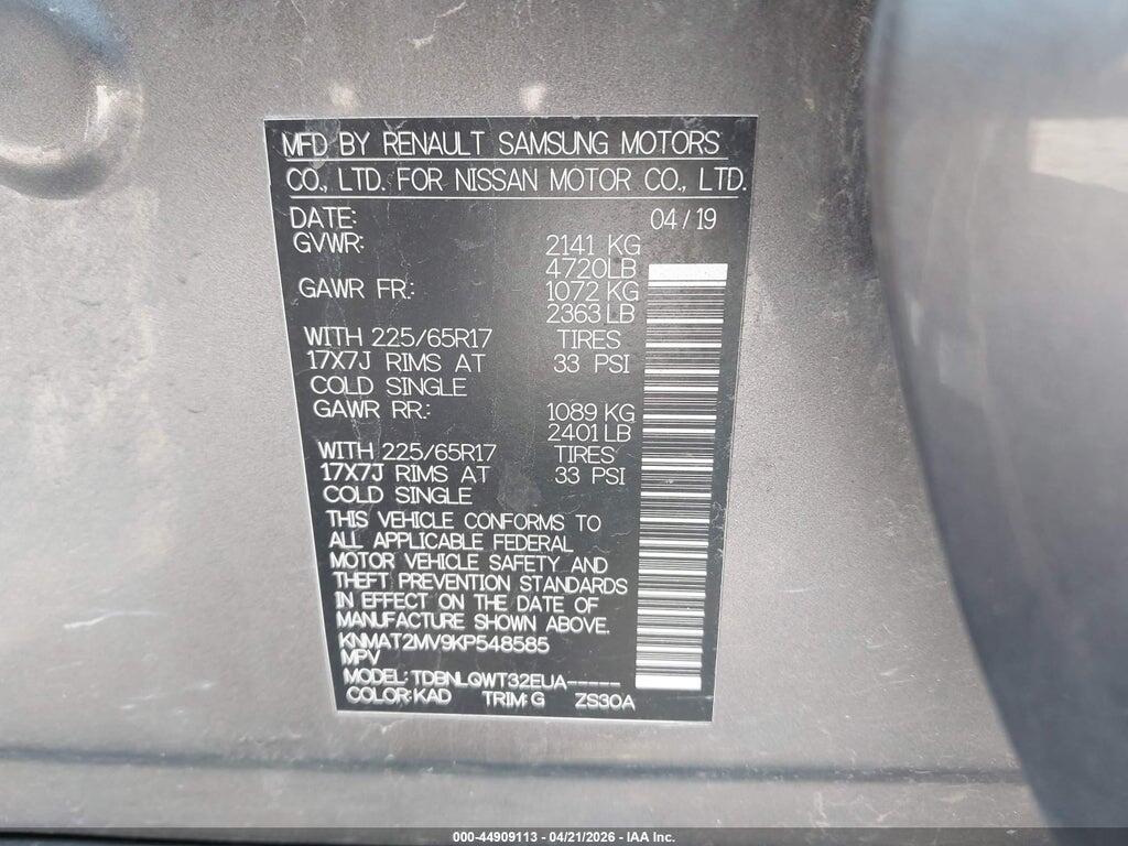 KNMAT2MV9KP548585 2019 NISSAN ROGUE photo no. 9