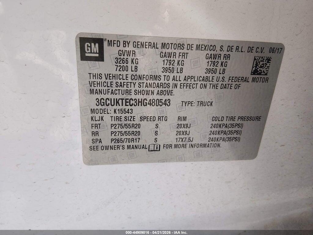 3GCUKTEC3HG480543 2017 CHEVROLET SILVERADO 1500 photo no. 9