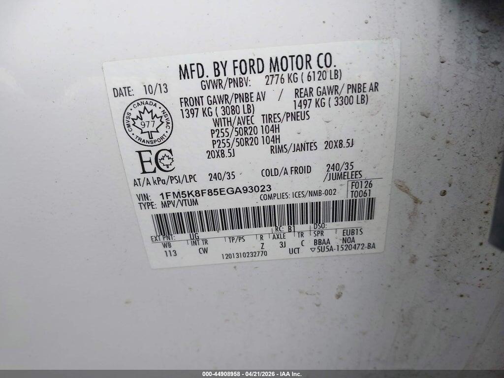1FM5K8F85EGA93023 2014 FORD EXPLORER photo no. 9