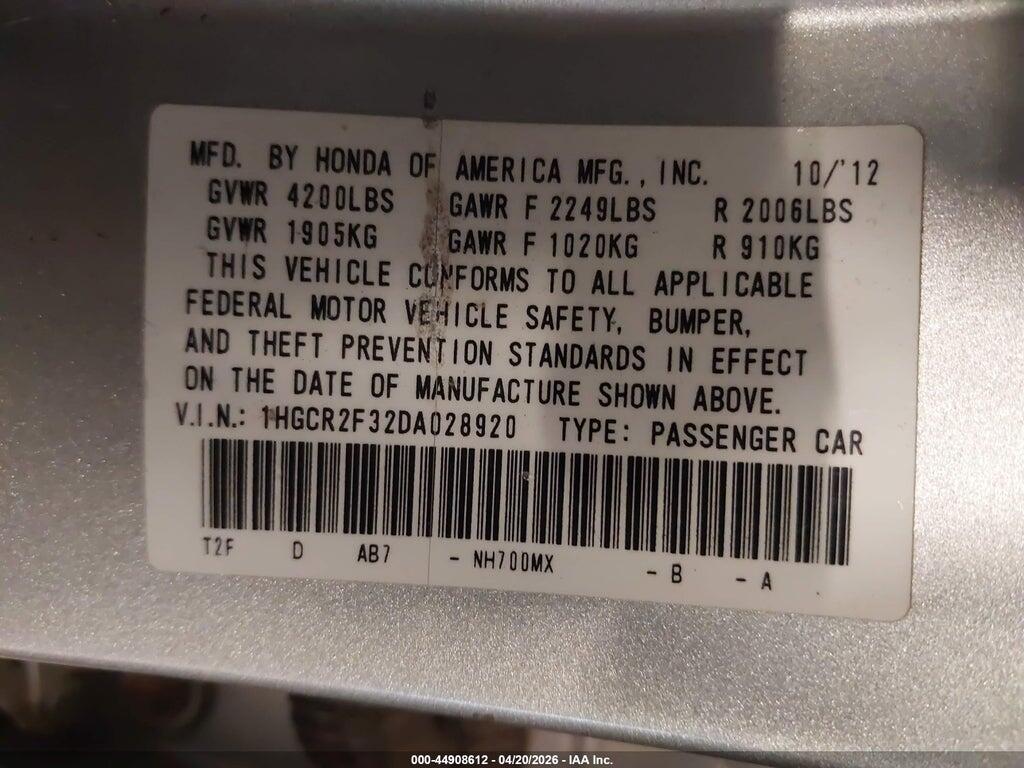 1HGCR2F32DA028920 2013 HONDA ACCORD photo no. 9