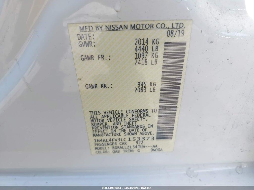 1N4AL4FV3LC153373 2020 NISSAN ALTIMA photo no. 9