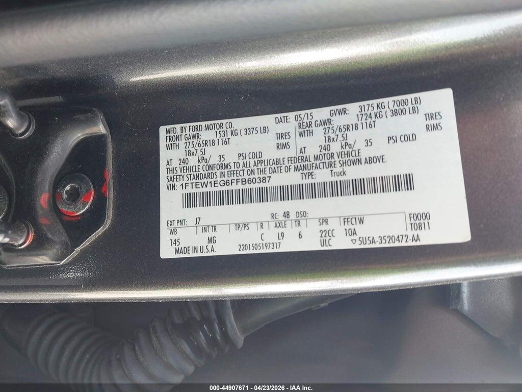 1FTEW1EG6FFB60387 2015 FORD F-150 photo no. 9