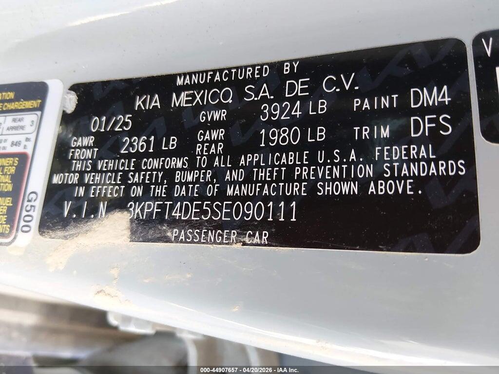 3KPFT4DE5SE090111 2025 KIA K4 photo no. 9