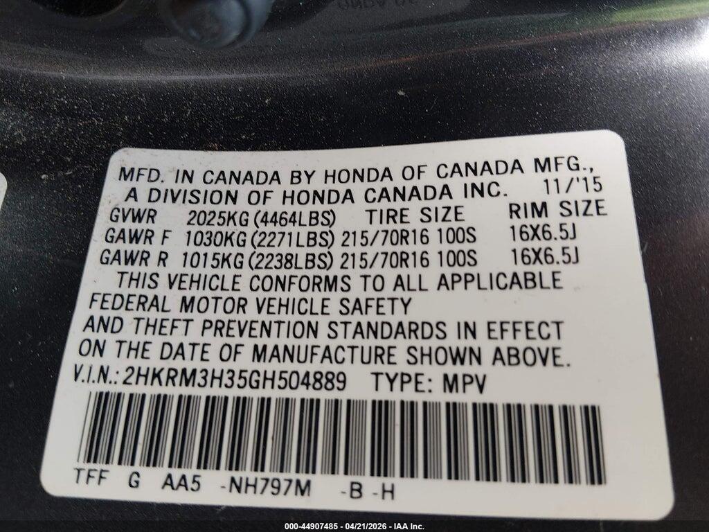2HKRM3H35GH504889 2016 HONDA CR-V photo no. 9