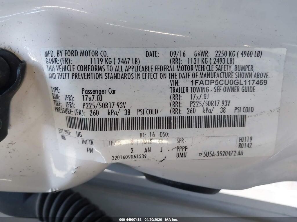 1FADP5CU0GL117469 2016 FORD C-MAX ENERGI photo no. 9