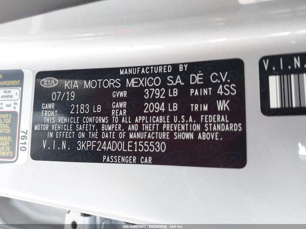 3KPF24AD0LE155530 2020 KIA FORTE photo no. 9