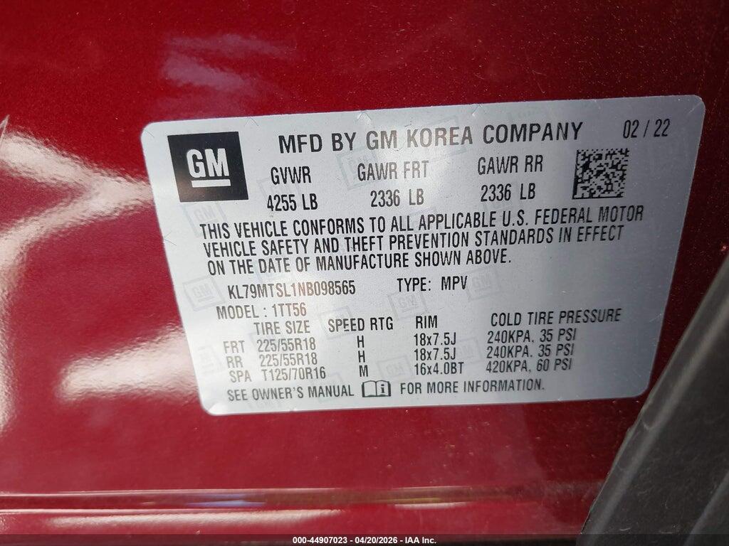 KL79MTSL1NB098565 2022 CHEVROLET TRAILBLAZER photo no. 9