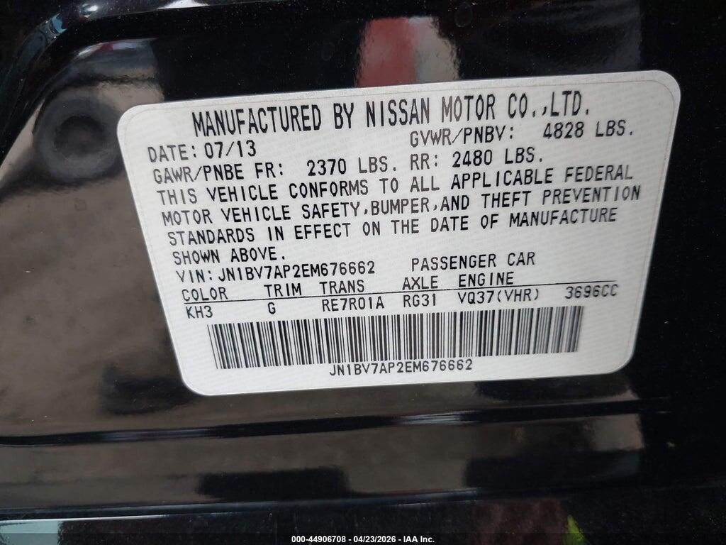 JN1BV7AP2EM676662 2014 INFINITI Q50 photo no. 9