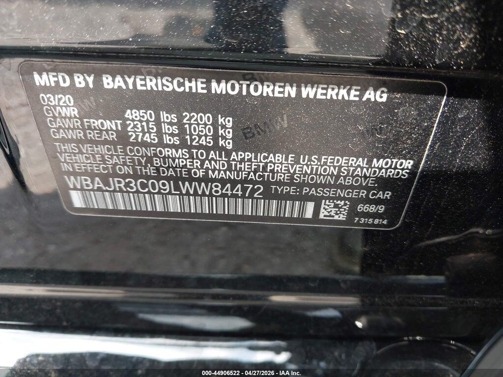 WBAJR3C09LWW84472 2020 BMW 530I photo no. 9