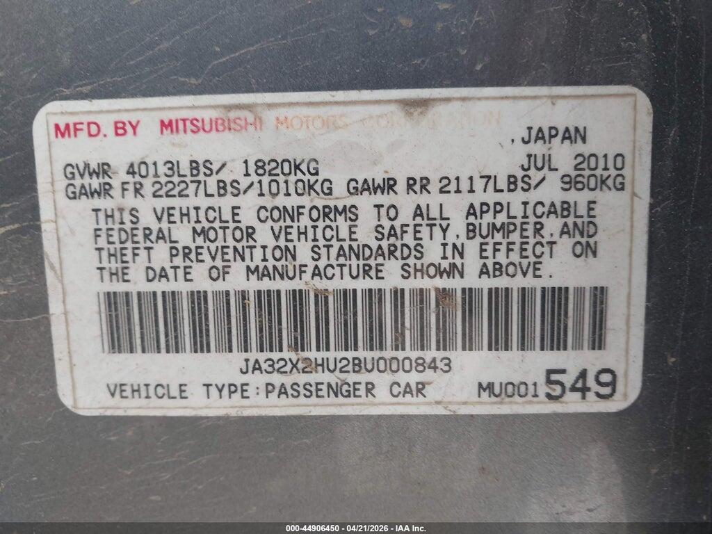 JA32X2HU2BU000843 2011 MITSUBISHI LANCER SPORTBACK photo no. 9