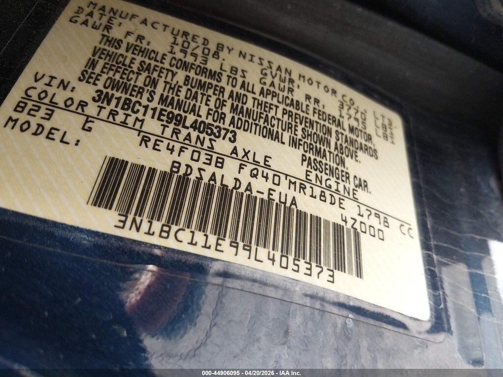3N1BC11E99L405373 2009 NISSAN VERSA photo no. 9