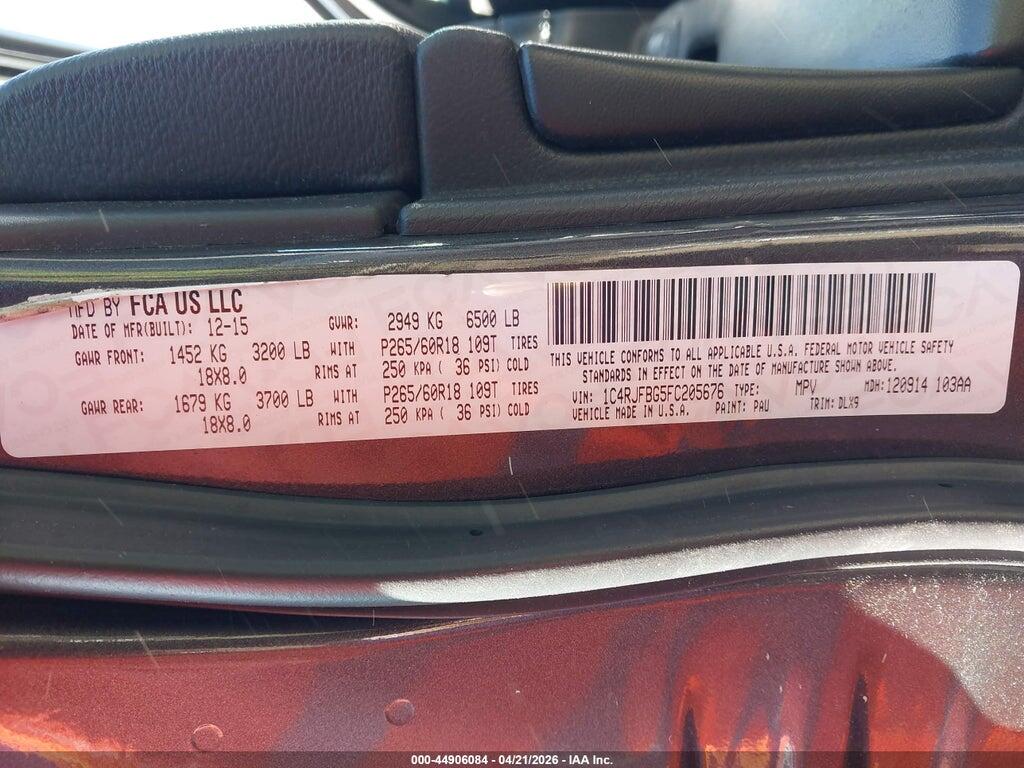1C4RJFBG5FC205676 2015 JEEP GRAND CHEROKEE photo no. 9