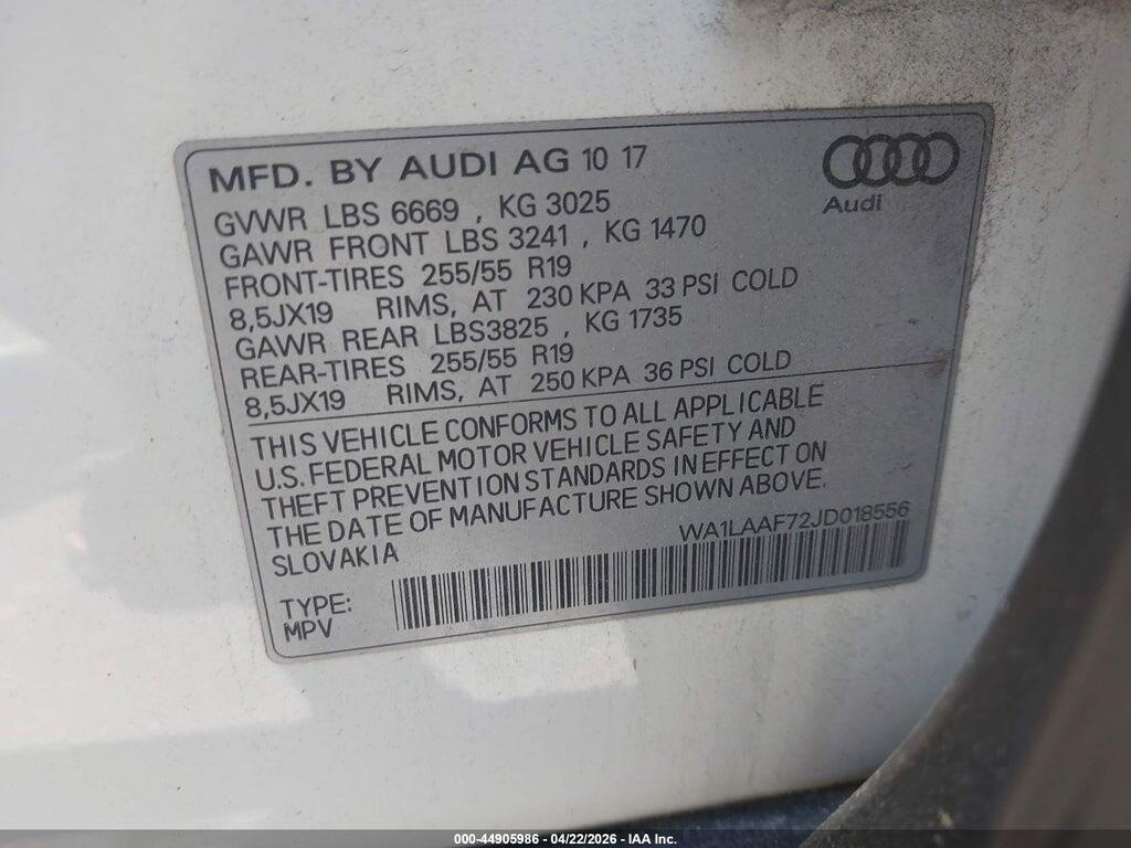 WA1LAAF72JD018556 2018 AUDI Q7 photo no. 9
