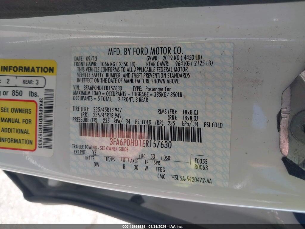 3FA6P0HD1ER157630 2014 FORD FUSION photo no. 9