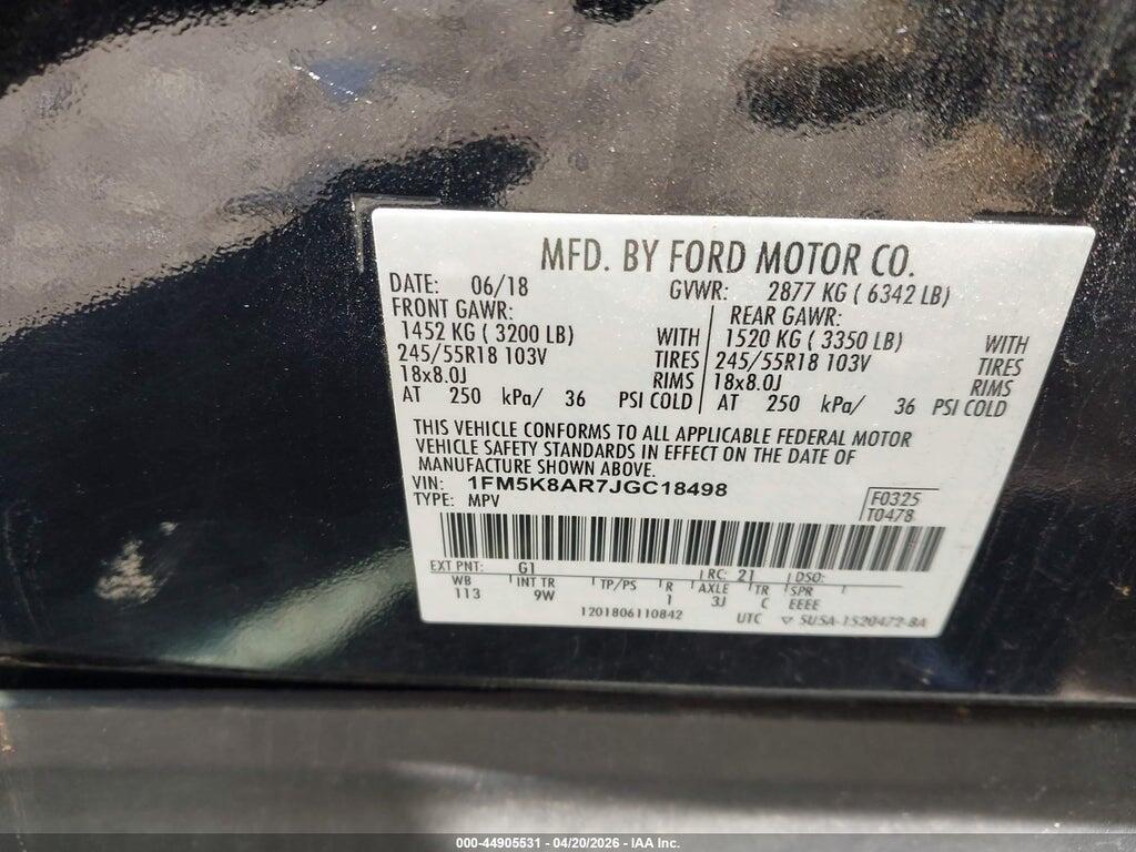 1FM5K8AR7JGC18498 2018 FORD POLICE INTERCEPTOR UTILITY photo no. 9