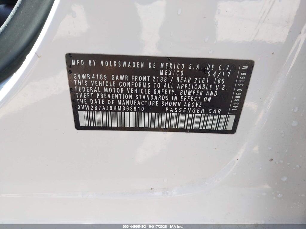 3VW2B7AJ9HM363910 2017 VOLKSWAGEN JETTA photo no. 9