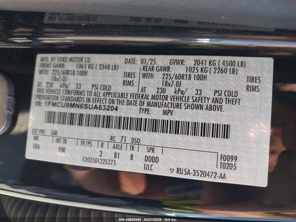 1FMCU9MN6SUA63204 2025 FORD ESCAPE photo no. 9