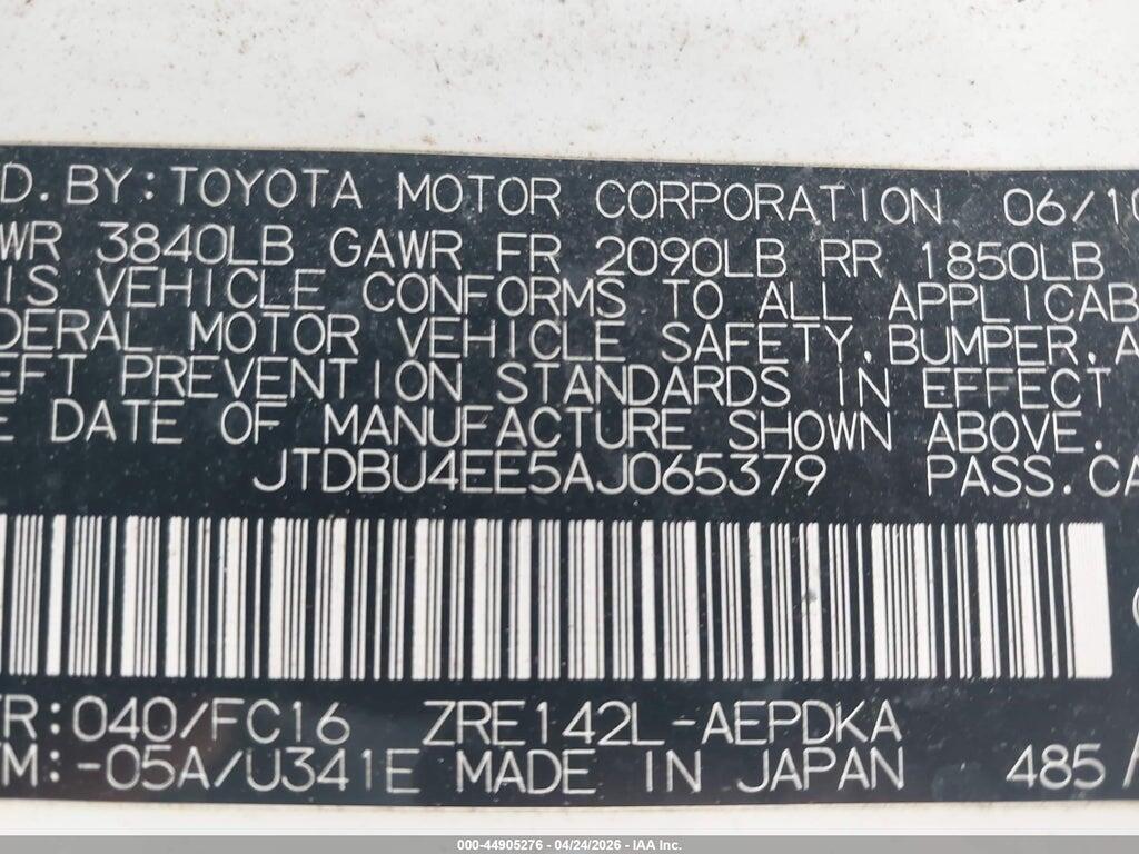 JTDBU4EE5AJ065379 2010 TOYOTA COROLLA photo no. 9
