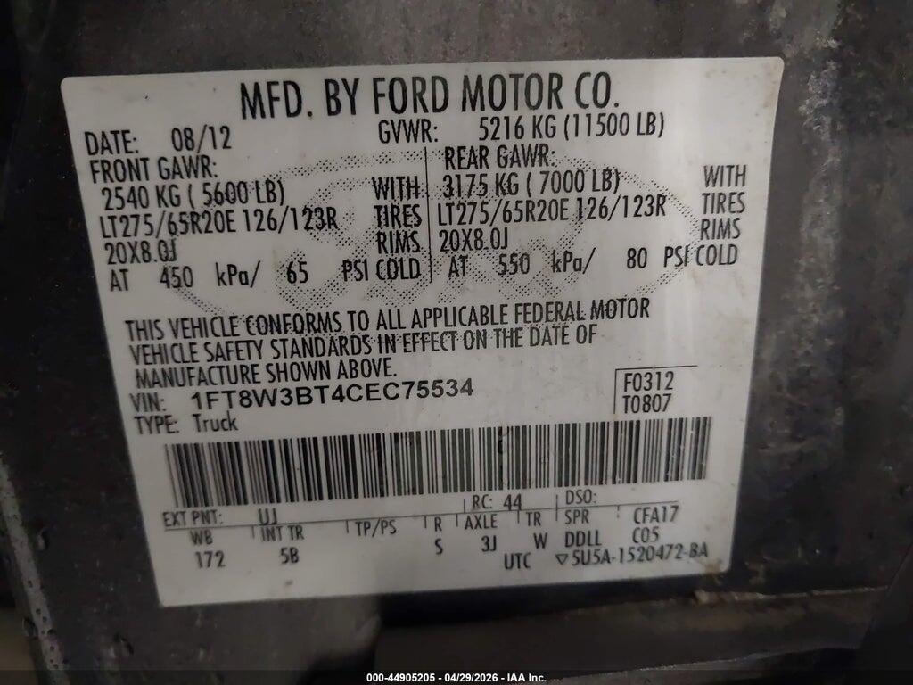 1FT8W3BT4CEC75534 2012 FORD F-350 photo no. 9