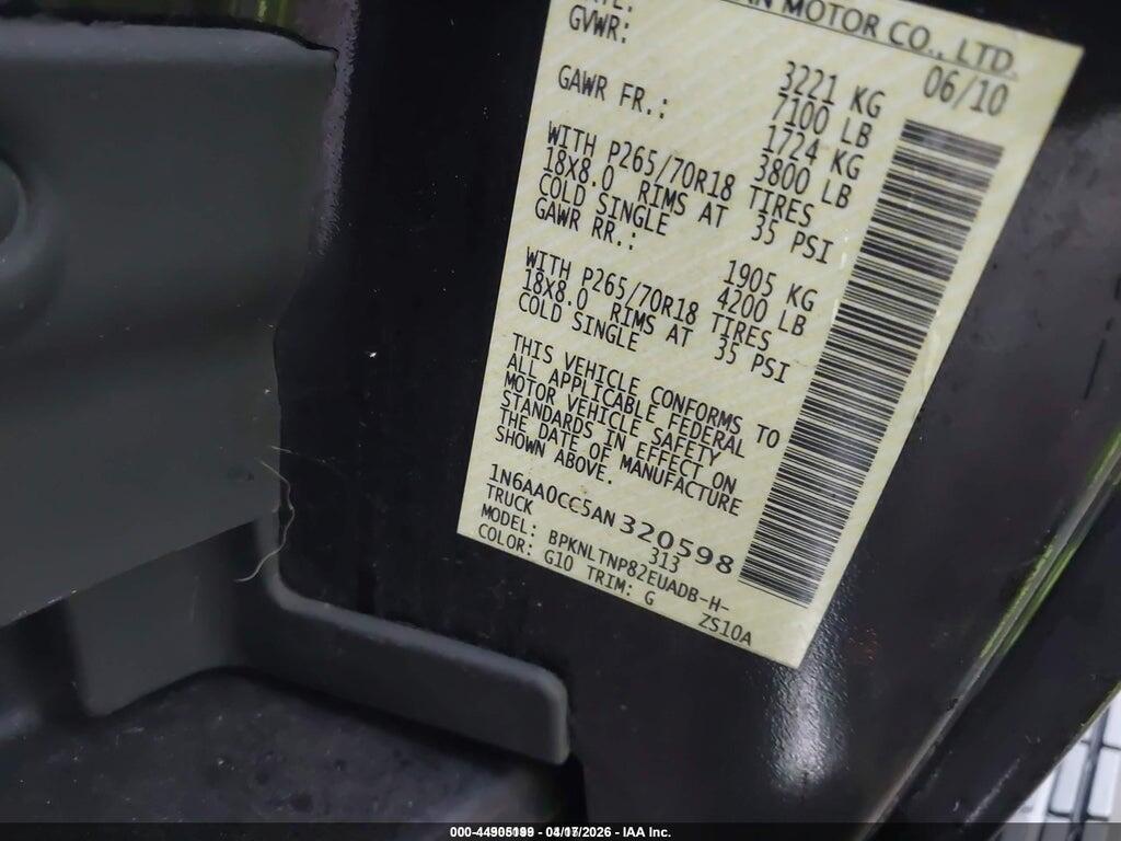 1N6AA0CC5AN320598 2010 NISSAN TITAN photo no. 9