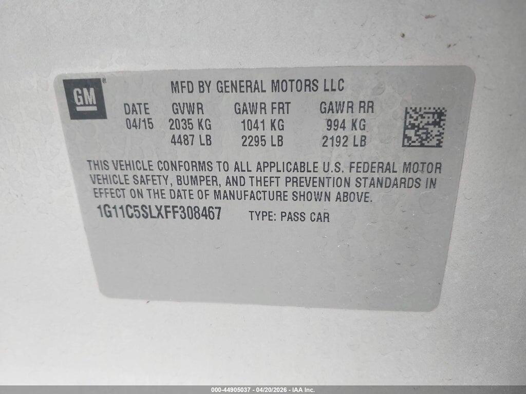 1G11C5SLXFF308467 2015 CHEVROLET MALIBU photo no. 9