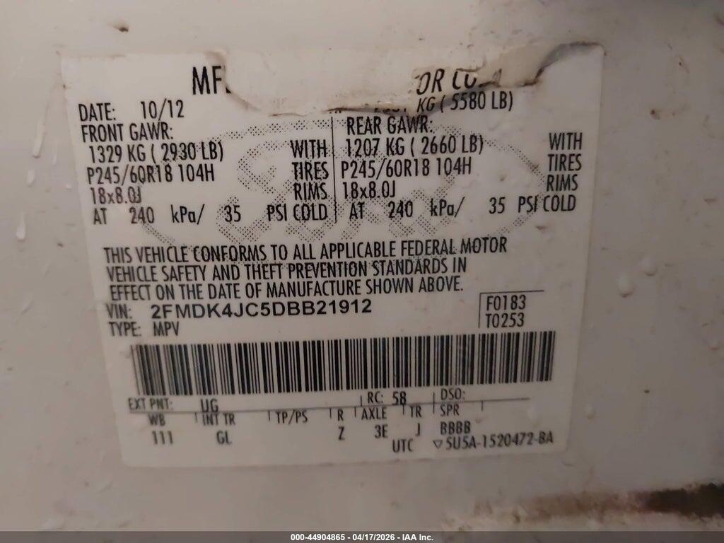 2FMDK4JC5DBB21912 2013 FORD EDGE photo no. 9