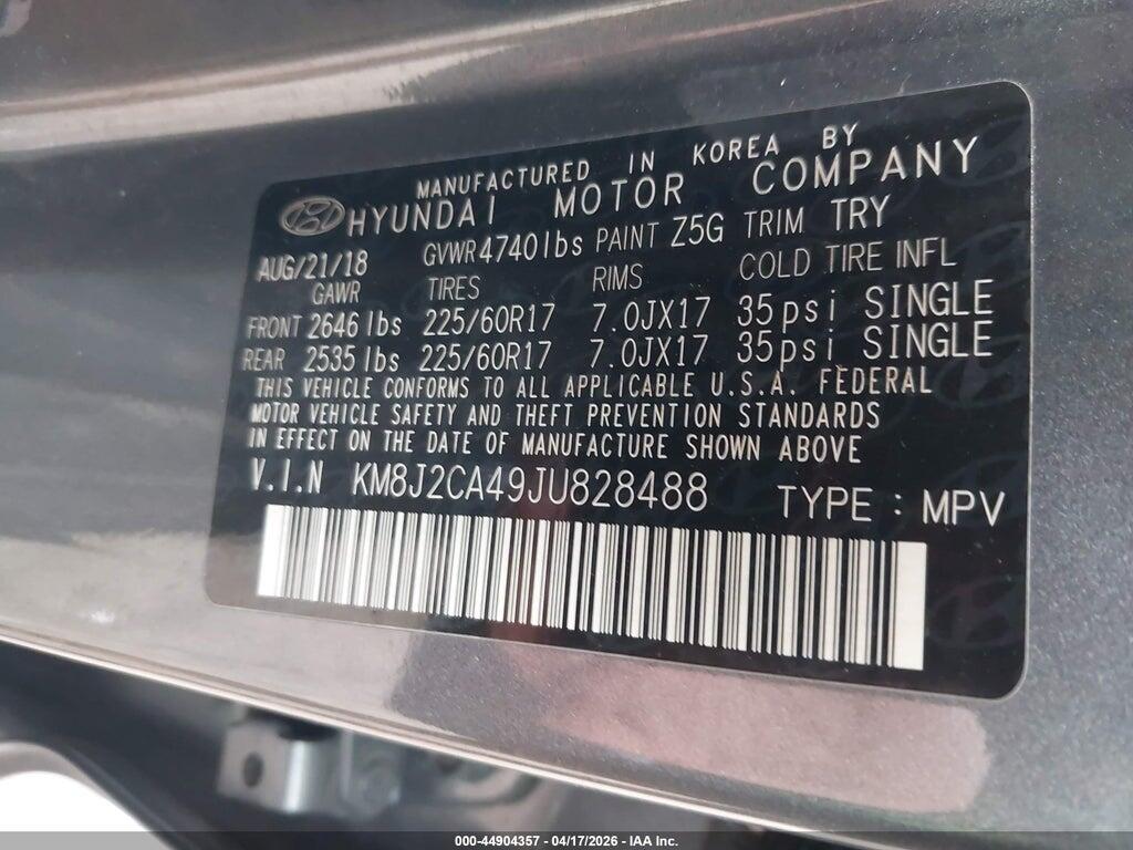 KM8J2CA49JU828488 2018 HYUNDAI TUCSON photo no. 9