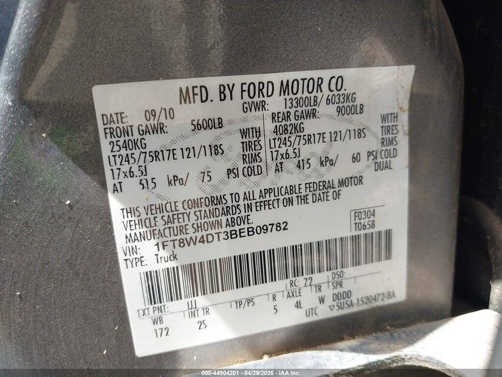 1FT8W4DT3BEB09782 2011 FORD F-450 photo no. 9