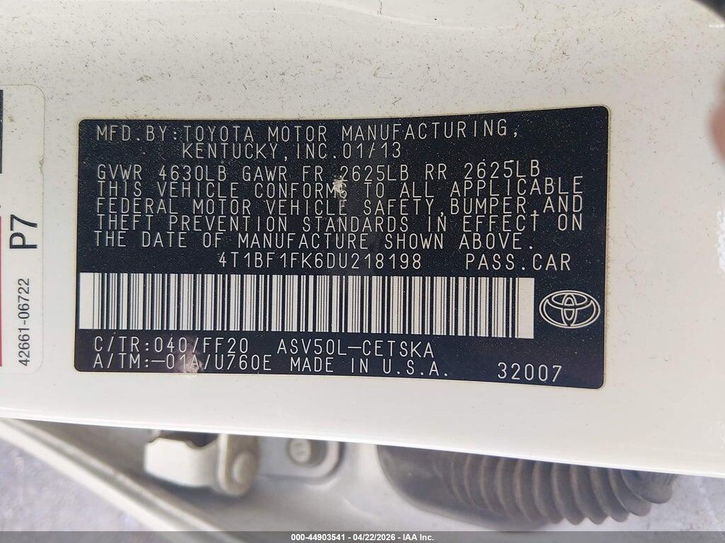 4T1BF1FK6DU218198 2013 TOYOTA CAMRY photo no. 9