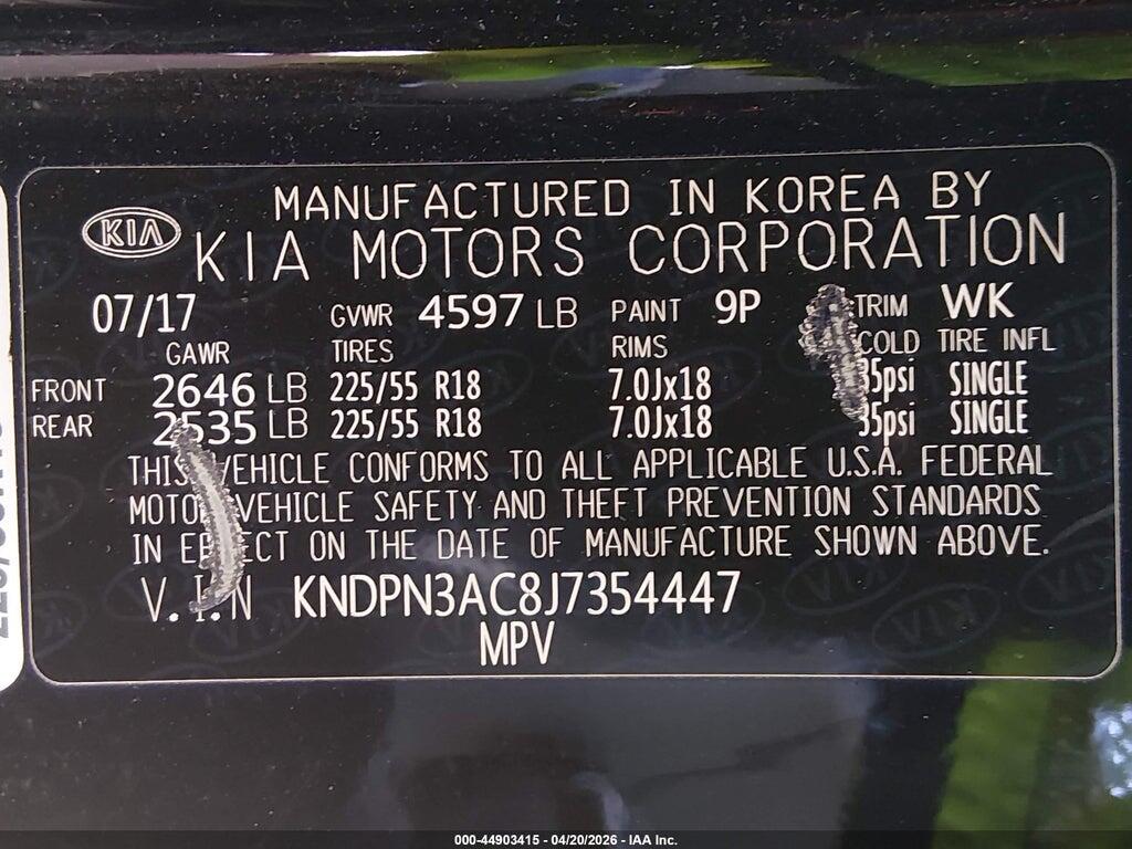 KNDPN3AC8J7354447 2018 KIA SPORTAGE photo no. 9