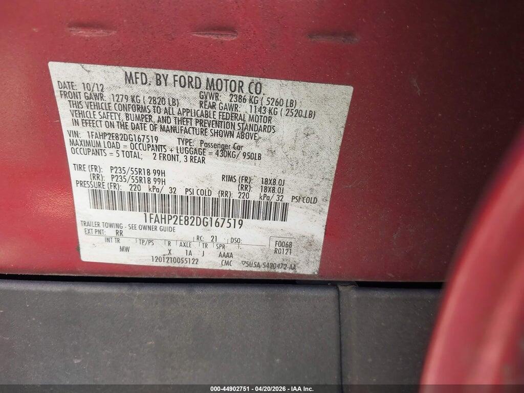 1FAHP2E82DG167519 2013 FORD TAURUS photo no. 9
