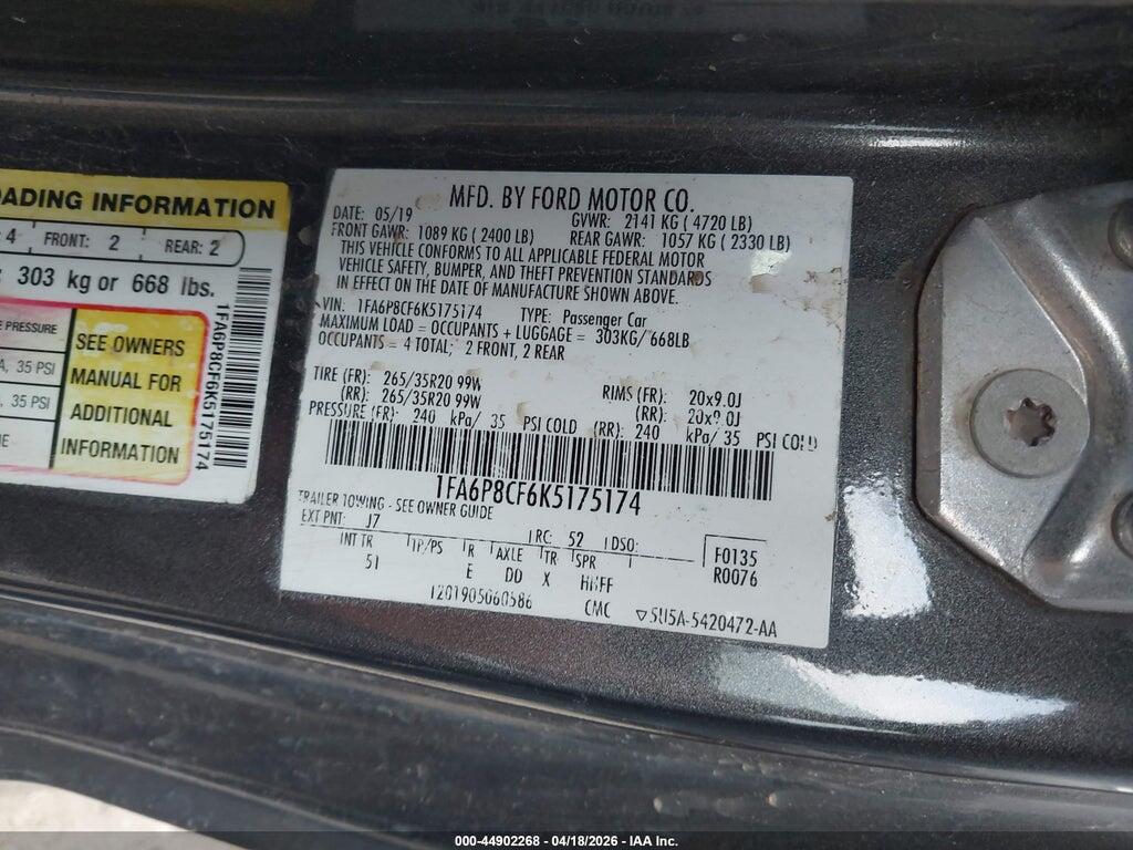 1FA6P8CF6K5175174 2019 FORD MUSTANG photo no. 9
