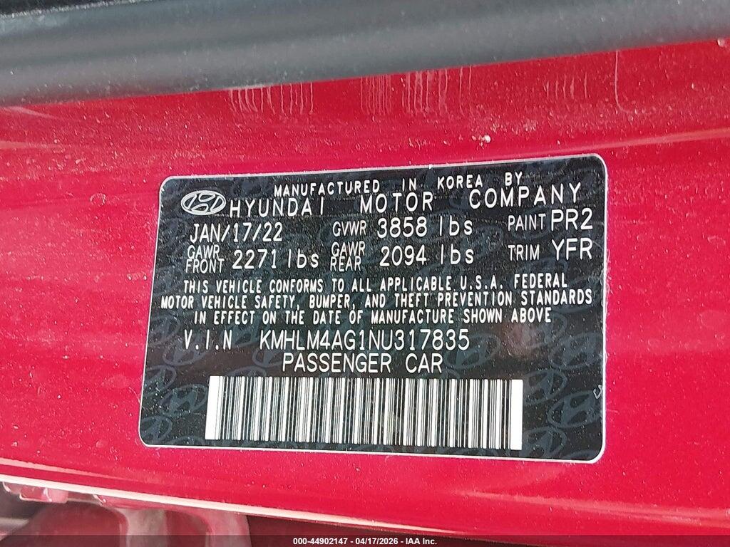 KMHLM4AG1NU317835 2022 HYUNDAI ELANTRA photo no. 9