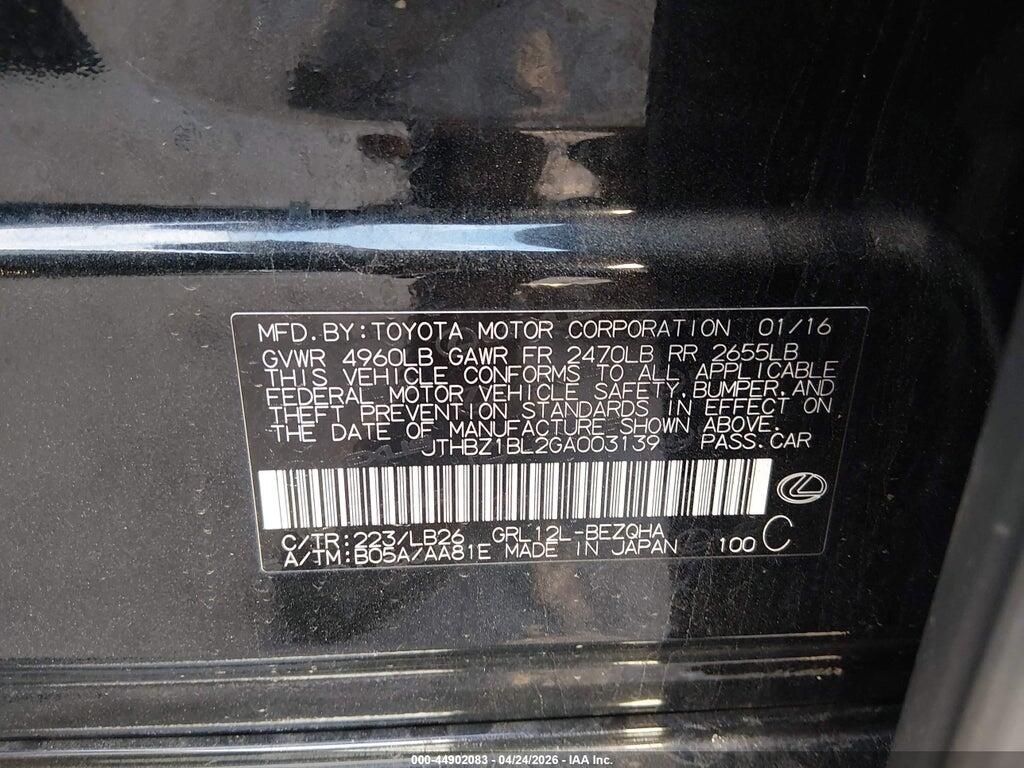 JTHBZ1BL2GA003139 2016 LEXUS GS 350 photo no. 9
