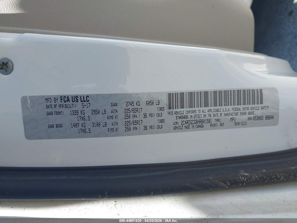 2C4RDGCG8HR801581 2017 DODGE GRAND CARAVAN photo no. 9