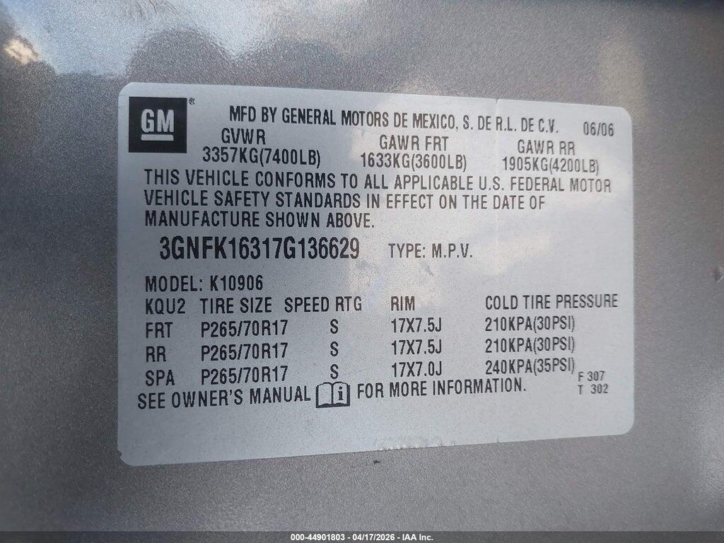 3GNFK16317G136629 2007 CHEVROLET SUBURBAN 1500 photo no. 9
