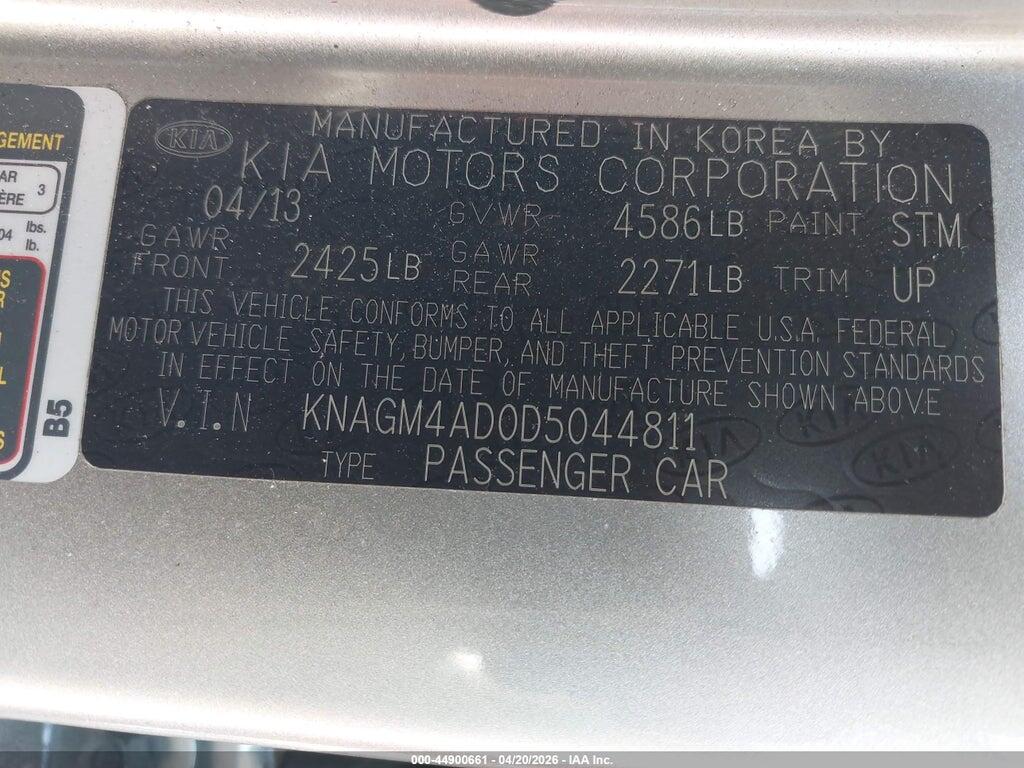 KNAGM4AD0D5044811 2013 KIA OPTIMA HYBRID photo no. 9