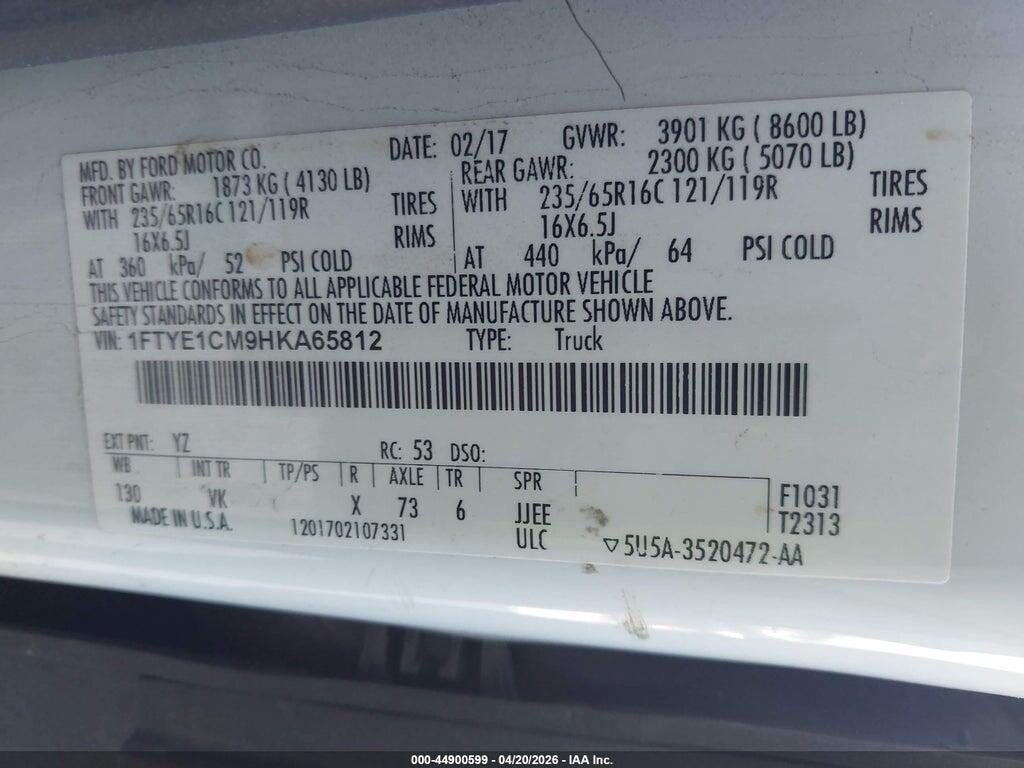 1FTYE1CM9HKA65812 2017 FORD TRANSIT-150 photo no. 9