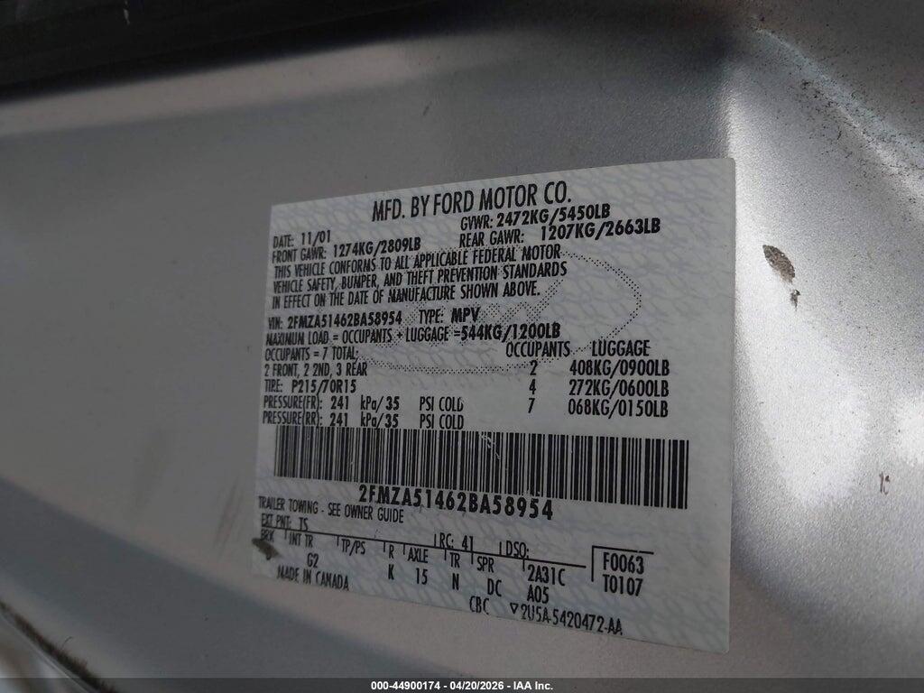 2FMZA51462BA58954 2002 FORD WINDSTAR photo no. 9
