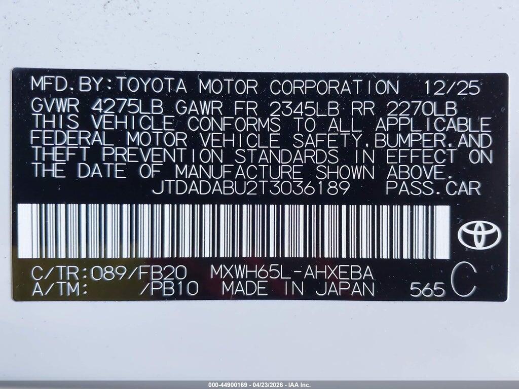 JTDADABU2T3036189 2026 TOYOTA PRIUS photo no. 9