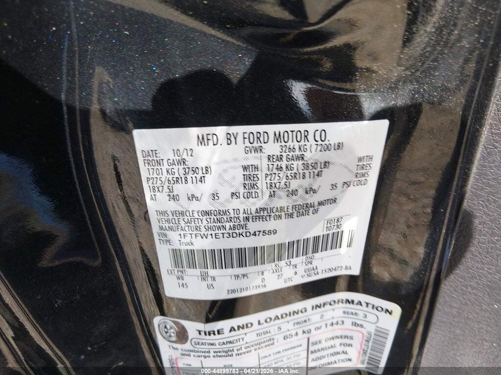 1FTFW1ET3DKD47589 2013 FORD F-150 photo no. 9