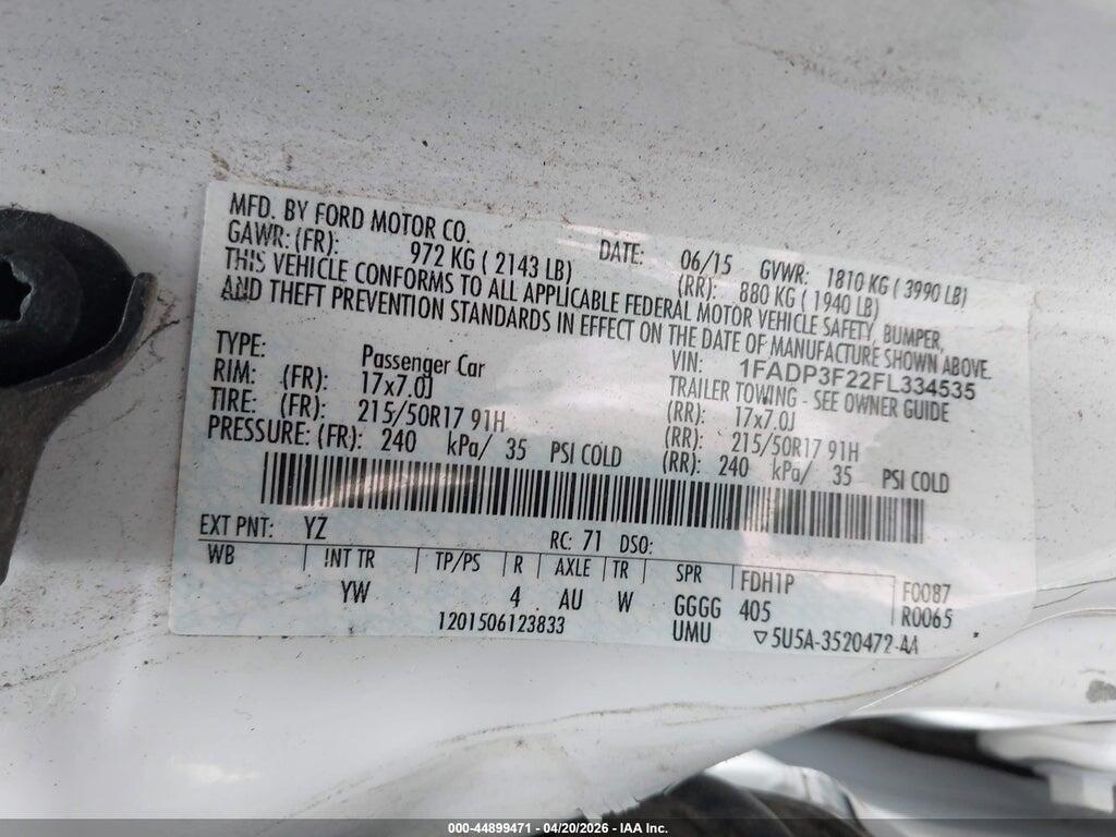 1FADP3F22FL334535 2015 FORD FOCUS photo no. 9