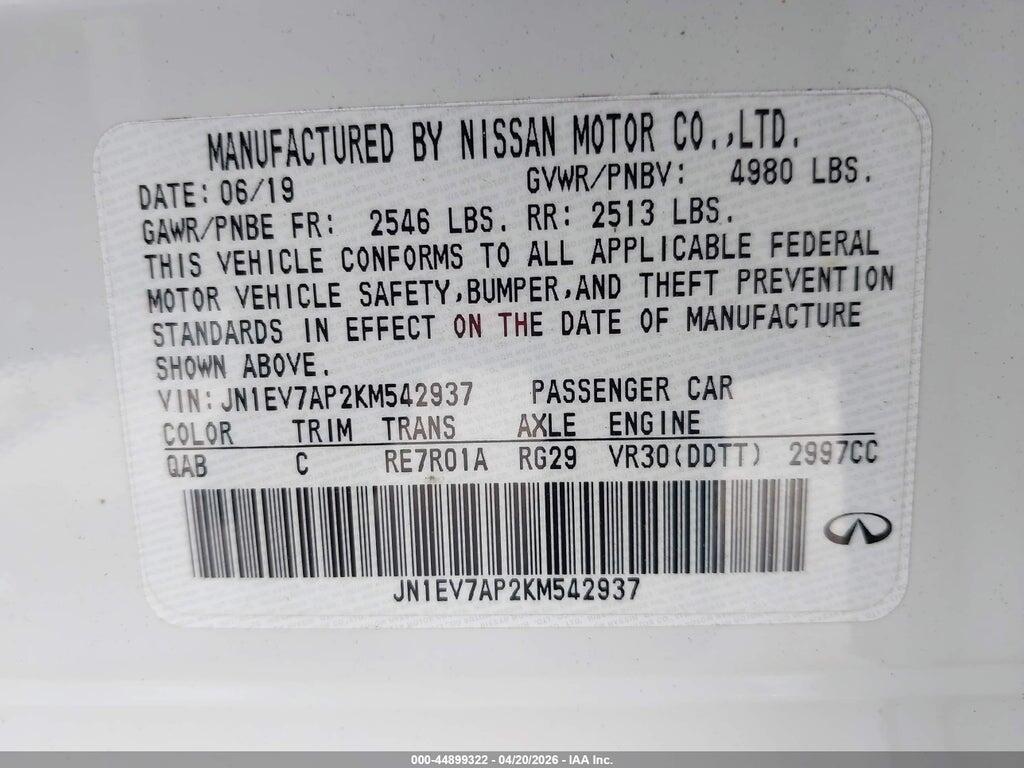 JN1EV7AP2KM542937 2019 INFINITI Q50 photo no. 9