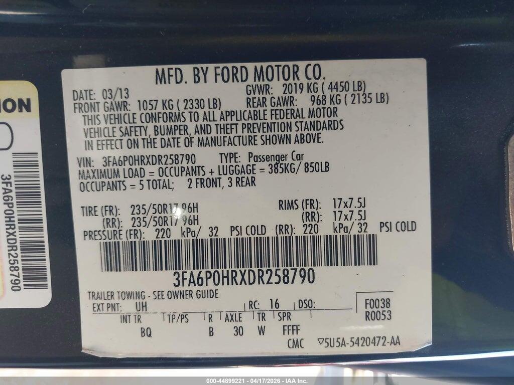 3FA6P0HRXDR258790 2013 FORD FUSION photo no. 9