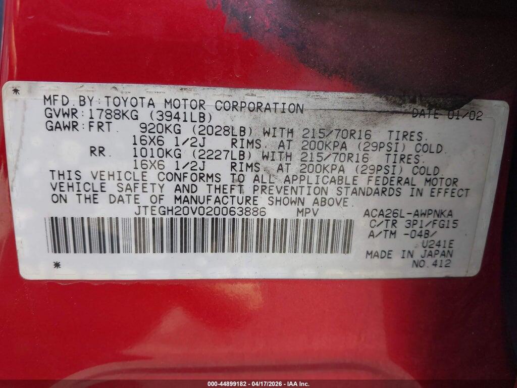 JTEGH20V020063886 2002 TOYOTA RAV4 photo no. 9