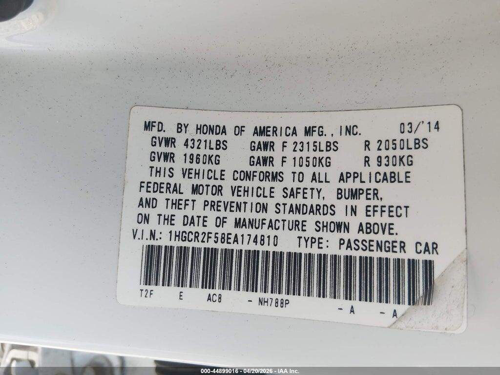 1HGCR2F58EA174810 2014 HONDA ACCORD photo no. 9